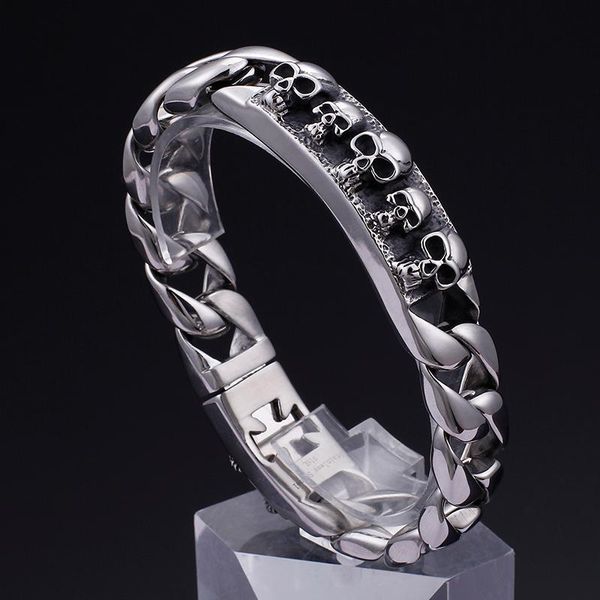 link, chain 316l stainless steel skull skeleton link bracelet bangle mens 15mm 8.66'' heavy 91g weight, Black
link, chain 316l stainless steel skull skeleton link bracelet bangle mens 15mm 8.66'' heavy 91g weight, Black