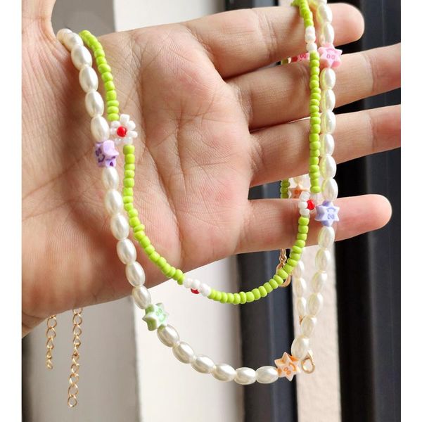 chokers multilayer oval pearl colorful star beaded necklace acrylic flower green bead strand choker collar handmade bohemian jewelry, Golden;silver
chokers multilayer oval pearl colorful star beaded necklace acrylic flower green bead strand choker collar handmade bohemian jewelry, Golden;silver