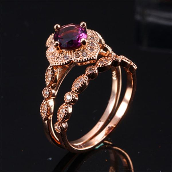 wedding rings rose gold color ring classic exquisite temperament female models inlaid zircon couple gift, Slivery;golden 
wedding rings rose gold color ring classic exquisite temperament female models inlaid zircon couple gift, Slivery;golden