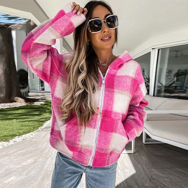 women's wool & blends plaid women jacket oversized plush hooded autumn winter ladies long sleeve coats pockets warm casual jackets for, Black
women's wool & blends plaid women jacket oversized plush hooded autumn winter ladies long sleeve coats pockets warm casual jackets for, Black