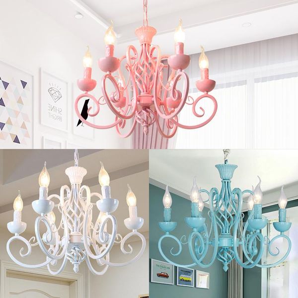 pendant lamps modern warm and romantic candle chandelier e14 children lamp room bedroom princess pink/white/blue garden light, ac110-240v
pendant lamps modern warm and romantic candle chandelier e14 children lamp room bedroom princess pink/white/blue garden light, ac110-240v