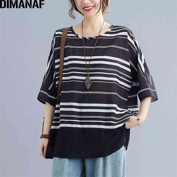 plus size summer women blouse t-shirt oversize chiffon black striped print tee shirt female loose tunic 210531, White
plus size summer women blouse t-shirt oversize chiffon black striped print tee shirt female loose tunic 210531, White
