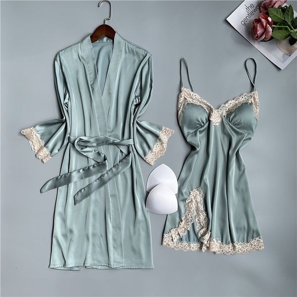 women's sleepwear lace wedding robe set bride bridesmaid nightwear women 2 piece nightgown with pads silky soft satin night q, Black;red
women's sleepwear lace wedding robe set bride bridesmaid nightwear women 2 piece nightgown with pads silky soft satin night q, Black;red