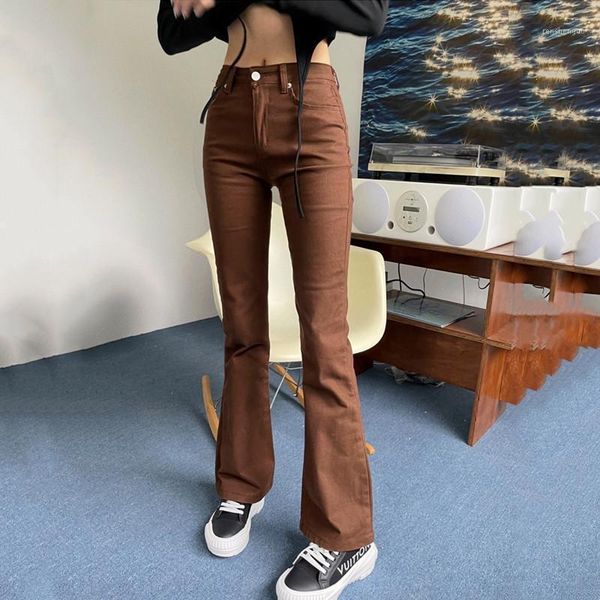 women's pants & capris real s 2021 autumn high-waist casual jeans slim and thin european american brown bell trousers, Black;white
women's pants & capris real s 2021 autumn high-waist casual jeans slim and thin european american brown bell trousers, Black;white