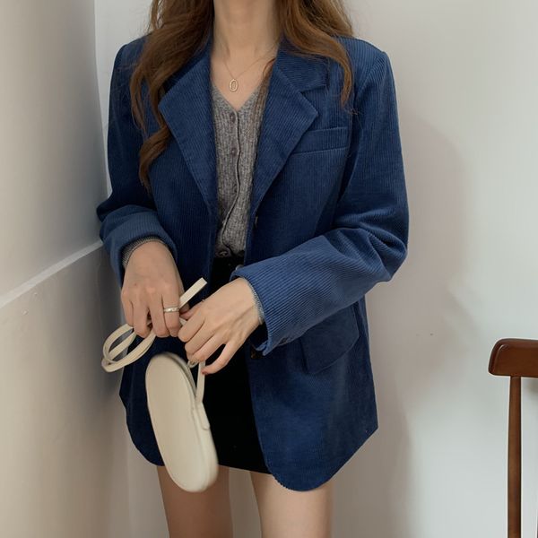 fashion women blazers and jackets vintage corduroy loose casual work office lady suit business female korean blazer coat 210421, White;black
fashion women blazers and jackets vintage corduroy loose casual work office lady suit business female korean blazer coat 210421, White;black