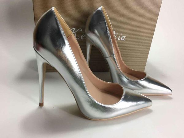 fashion women lady silver leather poined toe stiletto high heel pump high-heeled shoe wedding dress shoes, Black
fashion women lady silver leather poined toe stiletto high heel pump high-heeled shoe wedding dress shoes, Black