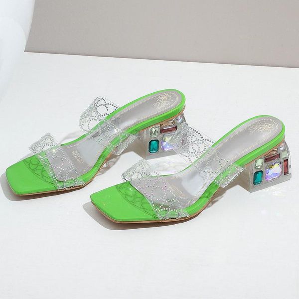 fashion transparent sandals summer women shoes square low heels crystal slippers casual ladies, Black
fashion transparent sandals summer women shoes square low heels crystal slippers casual ladies, Black