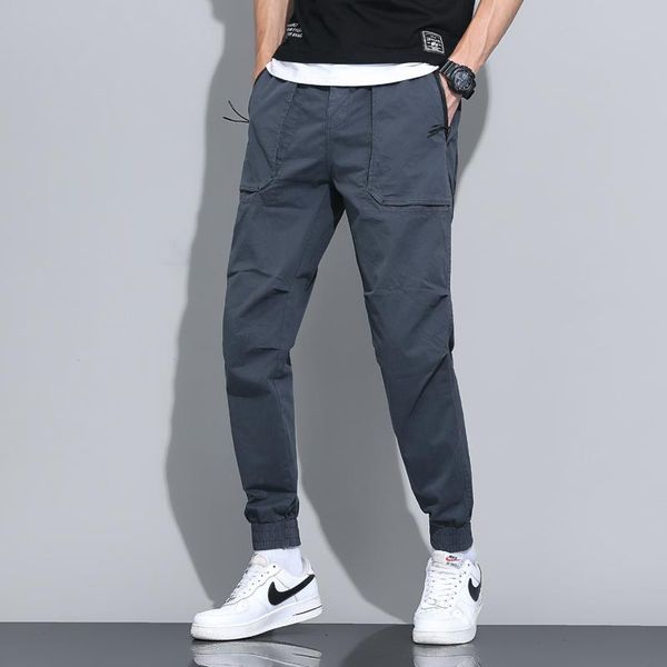 men's pants 2021 spring cotton cargo clothing autumn casual fashion elastic waist quality pantalones men, Black
men's pants 2021 spring cotton cargo clothing autumn casual fashion elastic waist quality pantalones men, Black