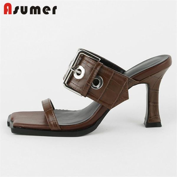 asumer 2021 high heels sandals women genuine leather shoes buckle solid colors fashion casual ladies, Black
asumer 2021 high heels sandals women genuine leather shoes buckle solid colors fashion casual ladies, Black