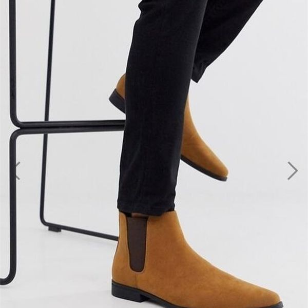 men's fashion pointed toe low heel platform men's casual fashion classic suede leather ankle boots chelsea boots zz217 211106, Black
men's fashion pointed toe low heel platform men's casual fashion classic suede leather ankle boots chelsea boots zz217 211106, Black