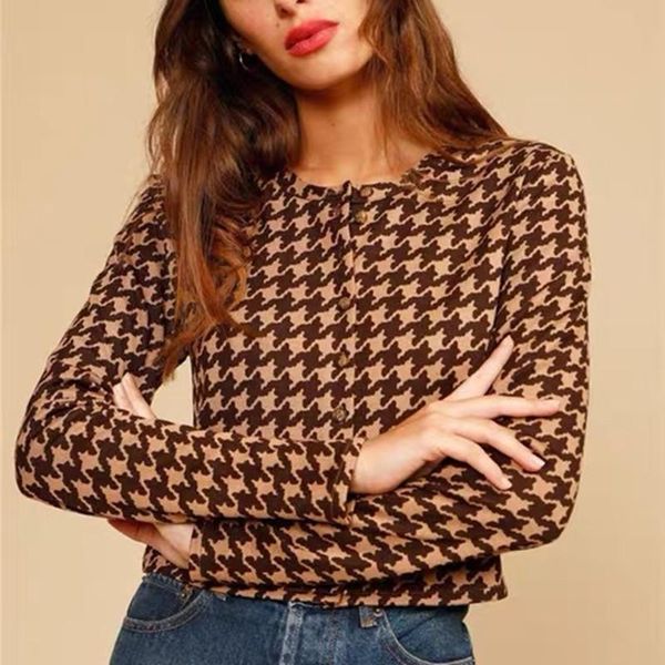 women's knits & tees houndstooth jacquard knit cardigan retro long sleeve o-neck female single breasted sweater coat early autumn 2021, White
women's knits & tees houndstooth jacquard knit cardigan retro long sleeve o-neck female single breasted sweater coat early autumn 2021, White