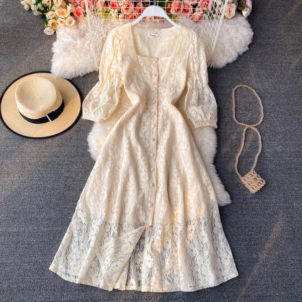 summer retro lace waist slimming square collar dress women 0323 casual dresses, Black;gray
summer retro lace waist slimming square collar dress women 0323 casual dresses, Black;gray