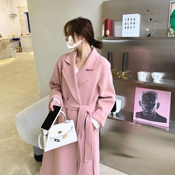 women's wool & blends gentle temperament korean pink medium and long style side split australian double-sided handmade tweed coat lace, Black
women's wool & blends gentle temperament korean pink medium and long style side split australian double-sided handmade tweed coat lace, Black