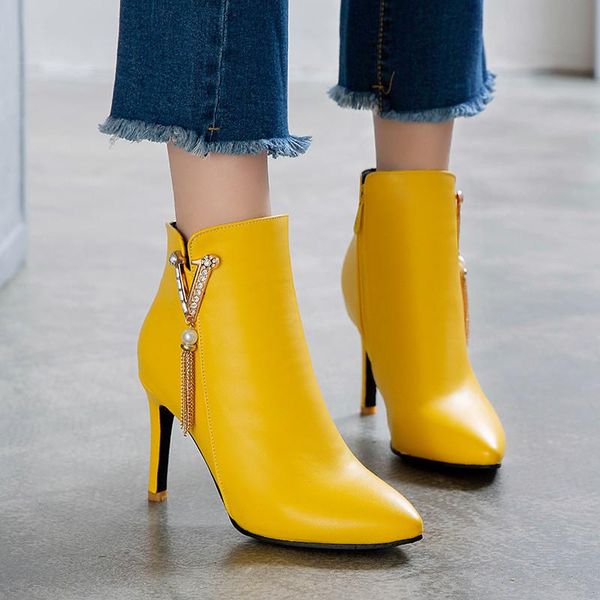 boots ymechic fashion stiletto high heel yellow white crystal chains party wedding bride shoes plus size ankle winter, Black
boots ymechic fashion stiletto high heel yellow white crystal chains party wedding bride shoes plus size ankle winter, Black