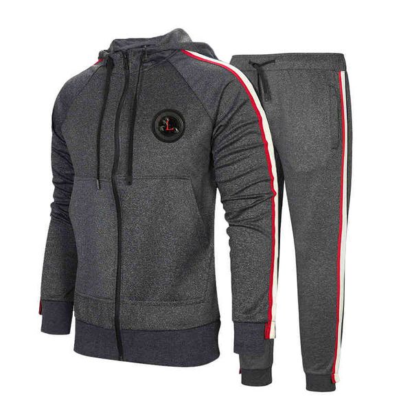 tracksuits spring and autumn large men's leisure suit trend hooded sweater outdoor sports, Gray
tracksuits spring and autumn large men's leisure suit trend hooded sweater outdoor sports, Gray