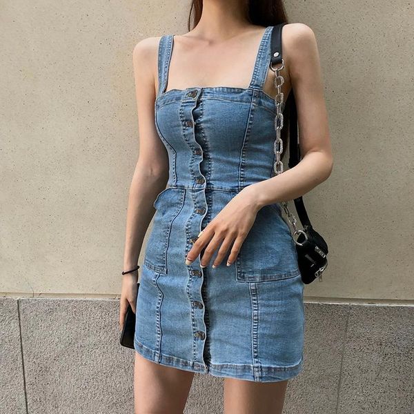chic denim strap dress women summer sheath short sleeveless slimming tank dresses female casual, Black;gray
chic denim strap dress women summer sheath short sleeveless slimming tank dresses female casual, Black;gray
