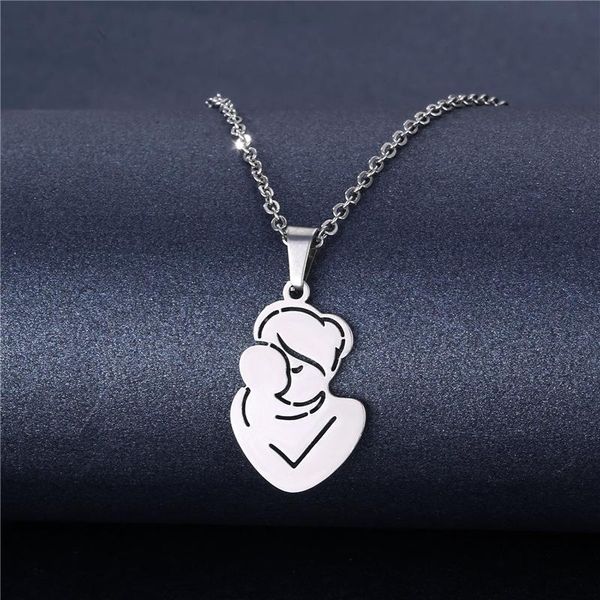 pendant necklaces stainless steel pregnant woman hollowout forever necklace round choker family of three people, Silver
pendant necklaces stainless steel pregnant woman hollowout forever necklace round choker family of three people, Silver