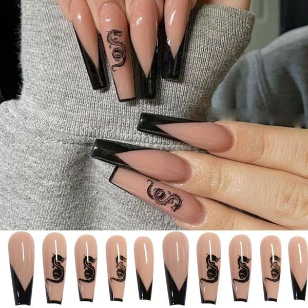 false nails 24pcs/box detachable dragon long coffin wearable ballerina fake full cover nail tips press on, Red;gold
false nails 24pcs/box detachable dragon long coffin wearable ballerina fake full cover nail tips press on, Red;gold