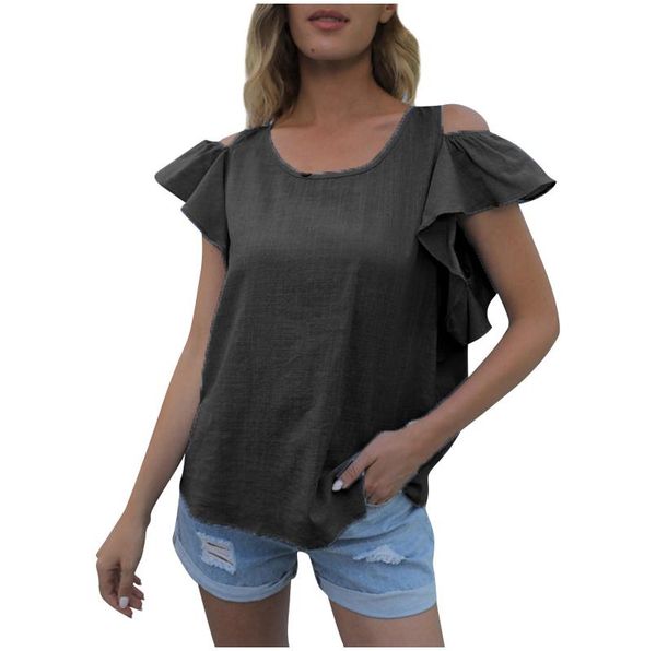 women's blouses & shirts #l5 ruffles off shoulder blouse women solid color o-neck short sleeves summer ladies casual, White
women's blouses & shirts #l5 ruffles off shoulder blouse women solid color o-neck short sleeves summer ladies casual, White