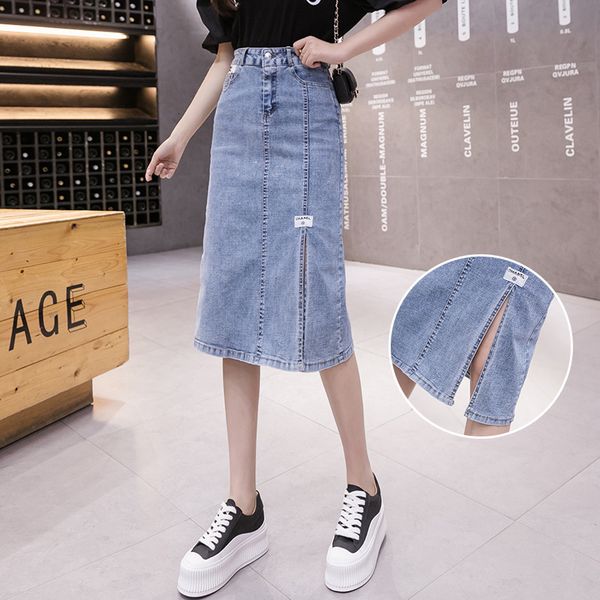 spring and autumn denim skirt slim high waist women's a-line medium length elastic comfortable 663#, Black
spring and autumn denim skirt slim high waist women's a-line medium length elastic comfortable 663#, Black