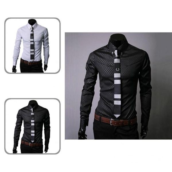 men's casual shirts skin-friendly anti-iron quick dry spring shirt for business situation, White;black