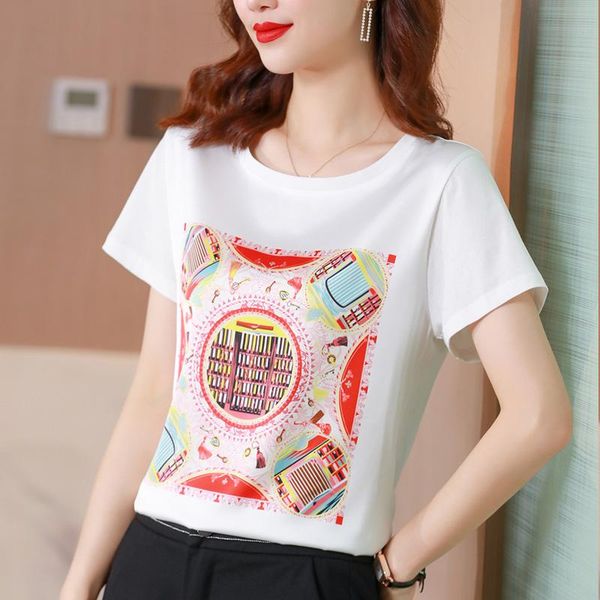women's t-shirt 2021summer women o-neck print patchwork satin shirt fashion t-shirts loose short sleeve white tshirts large size
women's t-shirt 2021summer women o-neck print patchwork satin shirt fashion t-shirts loose short sleeve white tshirts large size
