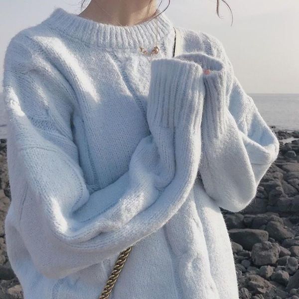 women's sweaters loose outer pullover languid 2021 korean autumn winter foreign style student fashion trend clothes, White;black
women's sweaters loose outer pullover languid 2021 korean autumn winter foreign style student fashion trend clothes, White;black