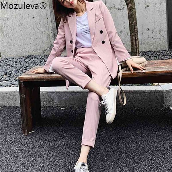 spring woman sets 2 piece striped matching pants casual double breasted office elastic waist suits femme 210416, White
spring woman sets 2 piece striped matching pants casual double breasted office elastic waist suits femme 210416, White