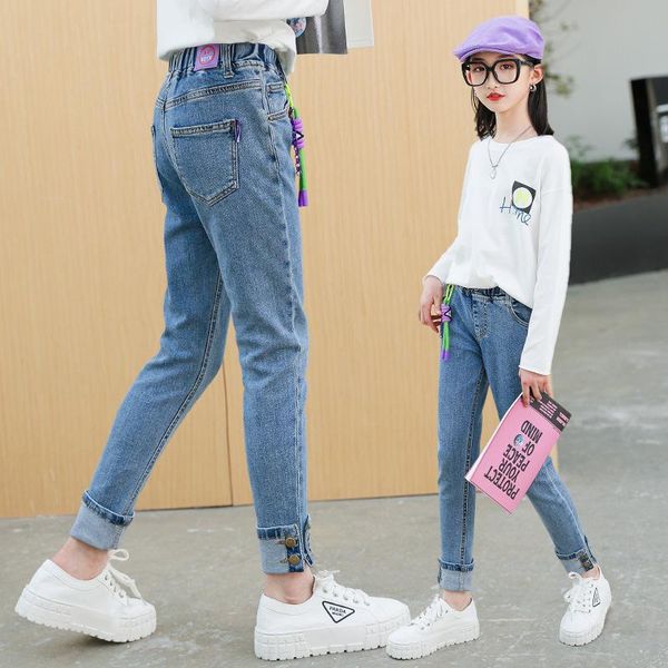 jeans kids girls denim trousers children clothing korean fashion mid waist solid slim pants for teen 5-14 years, Blue
jeans kids girls denim trousers children clothing korean fashion mid waist solid slim pants for teen 5-14 years, Blue