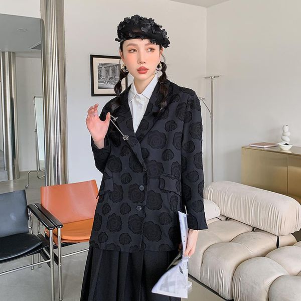 women's suits & blazers women rose jacquard chain black suit jacket outerwear spring autum female streetwear hip hop gothic chic loose, White;black 
women's suits & blazers women rose jacquard chain black suit jacket outerwear spring autum female streetwear hip hop gothic chic loose, White;black