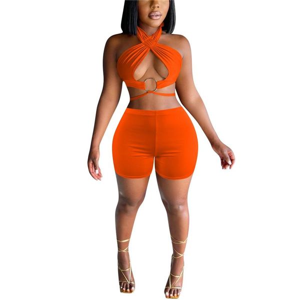 women's tracksuits women two-piece clothes set solid color halter neck crop and close-fitting short sets for oufits, Gray
women's tracksuits women two-piece clothes set solid color halter neck crop and close-fitting short sets for oufits, Gray