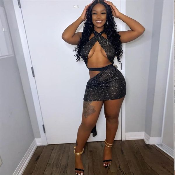 black bling 2 womens tracksuits piece skirt set summer criss cross halter backless bra sheath mini birthday club, Gray
black bling 2 womens tracksuits piece skirt set summer criss cross halter backless bra sheath mini birthday club, Gray