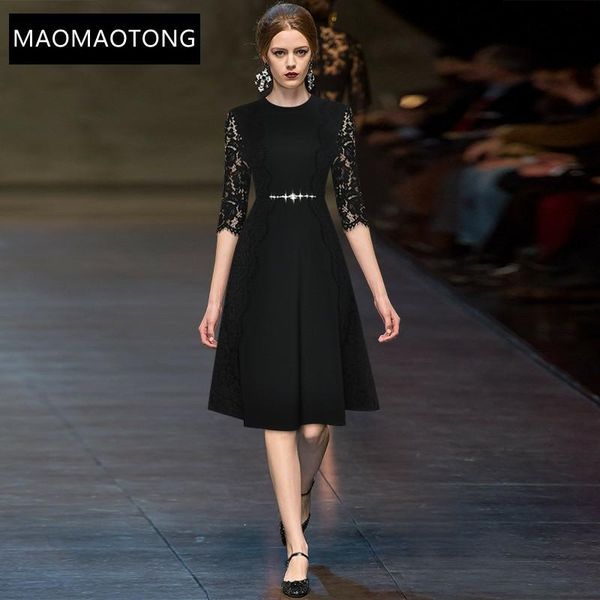 casual dresses fashion designer summer black dress women's o-neck 3/4 sleeve lace splicing beading ladies party midi, Black;gray
casual dresses fashion designer summer black dress women's o-neck 3/4 sleeve lace splicing beading ladies party midi, Black;gray