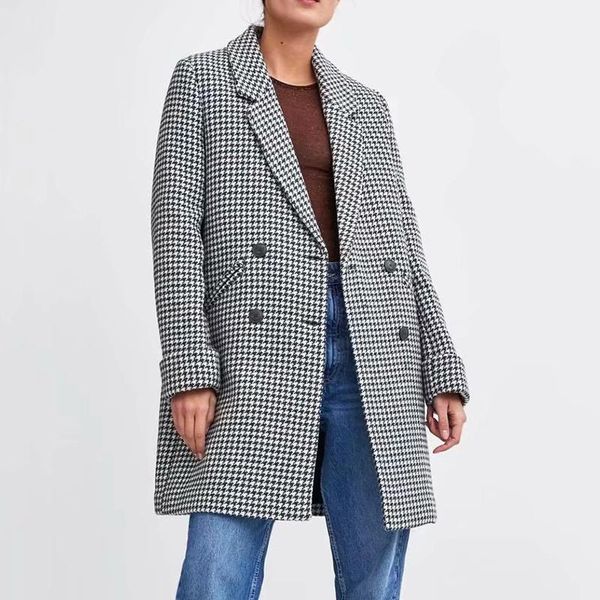 women's wool & blends women tartan jacket 2021 fashion autumn spring female woolen trench coat long sleeve casual thicken ladies outerw, Black
women's wool & blends women tartan jacket 2021 fashion autumn spring female woolen trench coat long sleeve casual thicken ladies outerw, Black