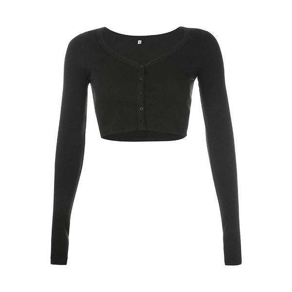 women's t-shirt 2021 brand women solid color basic v-neck long sleeve crop buttons short tee camiseta mujer, White
women's t-shirt 2021 brand women solid color basic v-neck long sleeve crop buttons short tee camiseta mujer, White