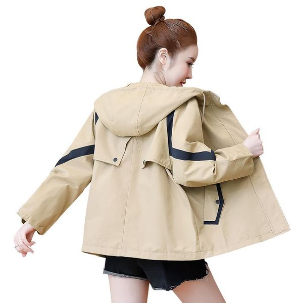 short coat women hooded spring korean casual color matching long sleeve jacket loose windbreaker female outerwear tide h1366 women's ja, Black;brown
short coat women hooded spring korean casual color matching long sleeve jacket loose windbreaker female outerwear tide h1366 women's ja, Black;brown