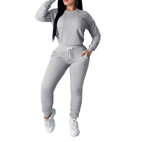 women's tracksuits 2 piece tracksuit set, long sleeve solid color sweatshirt + elastic waist pants set loungewear, Gray
women's tracksuits 2 piece tracksuit set, long sleeve solid color sweatshirt + elastic waist pants set loungewear, Gray