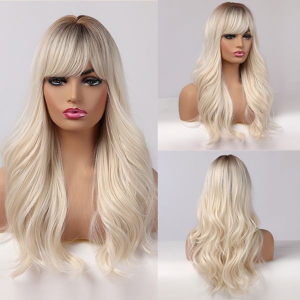 long ombre blonde wigs with bangs synthetic wigs for women natural hair wavy cosplay wigs heat resistant, Black
long ombre blonde wigs with bangs synthetic wigs for women natural hair wavy cosplay wigs heat resistant, Black