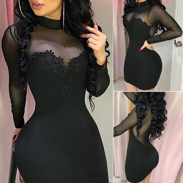 casual dresses women hip dress solid color lace mock neck long sleeve see through mesh slim for cocktail parties bars night clubs y2k, Black;gray
casual dresses women hip dress solid color lace mock neck long sleeve see through mesh slim for cocktail parties bars night clubs y2k, Black;gray