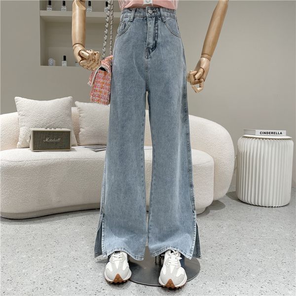 spring summer woman's niche design wide leg thin jeans loose and waist high pants floor, Blue
spring summer woman's niche design wide leg thin jeans loose and waist high pants floor, Blue