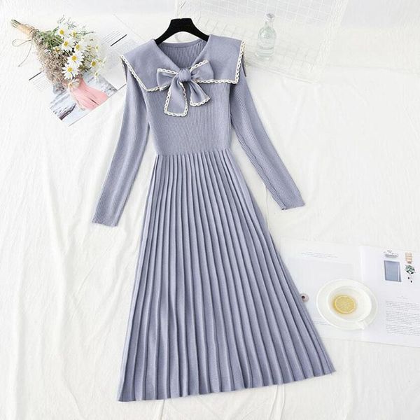 casual dresses chic women long knitted dress 2021 autumn winter sweet doll collar pleated sweater elegant a line slim party vestidos, Black;gray
casual dresses chic women long knitted dress 2021 autumn winter sweet doll collar pleated sweater elegant a line slim party vestidos, Black;gray