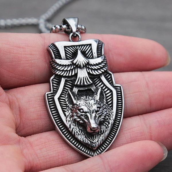 pendant necklaces vintage viking warrior shield flying eagle wolf head necklace nordic stainless steel men punk jewelry, Silver
pendant necklaces vintage viking warrior shield flying eagle wolf head necklace nordic stainless steel men punk jewelry, Silver