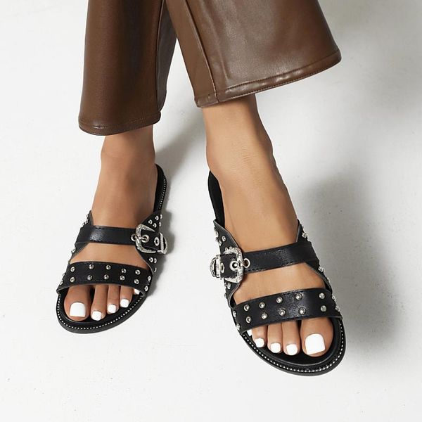 sandals 2021 fashion woman flip flops summer shoes cool beach rivets buckle flat brand jelly girls size 33-43, Black 
sandals 2021 fashion woman flip flops summer shoes cool beach rivets buckle flat brand jelly girls size 33-43, Black