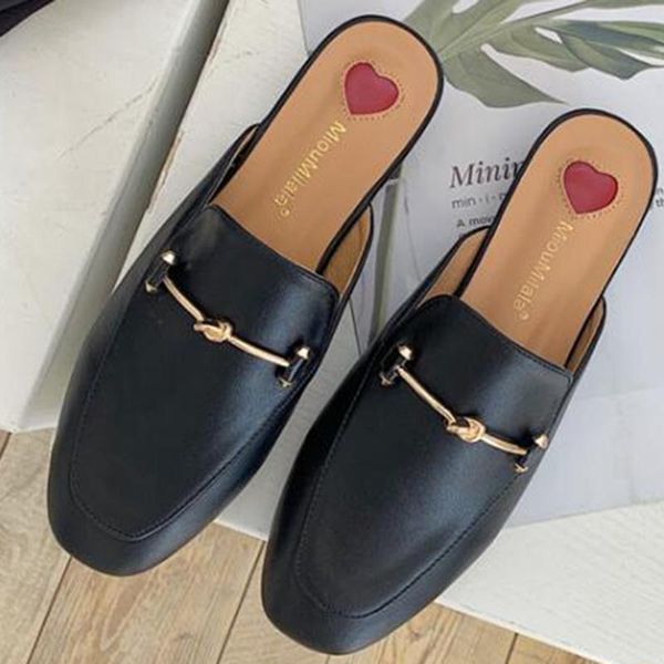 retro closed toe mules women fashion flat slippers female casual metal buckle slip on shallow loafers xx612, Black
retro closed toe mules women fashion flat slippers female casual metal buckle slip on shallow loafers xx612, Black