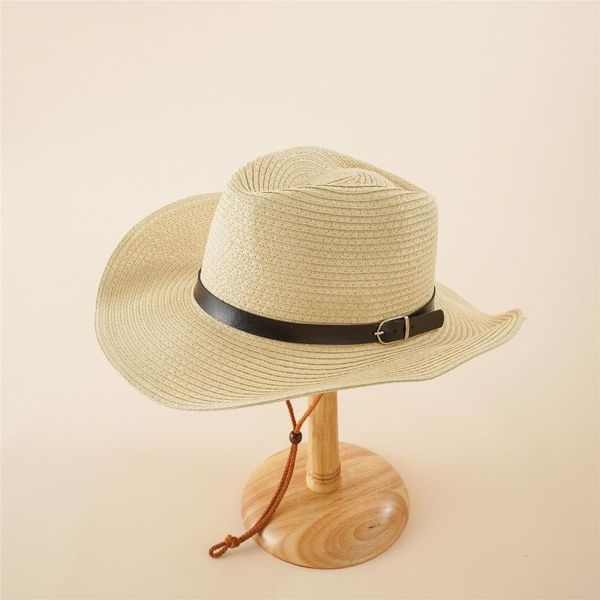 wide brim hats leather belt straw hat women men cowboy panamas beach uv protection sunhats femme 2021 summer fashion sombrero, Blue;gray
wide brim hats leather belt straw hat women men cowboy panamas beach uv protection sunhats femme 2021 summer fashion sombrero, Blue;gray