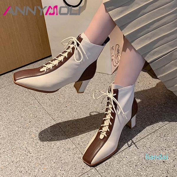 boots annymoli women short shoes genuine leather high heel ankle square toe block heels lace up ladies apricot 33-40, Black
boots annymoli women short shoes genuine leather high heel ankle square toe block heels lace up ladies apricot 33-40, Black