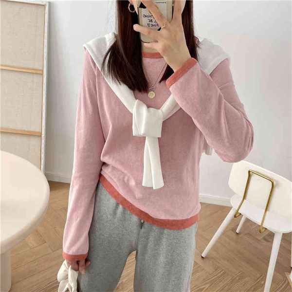 women's t-shirt spring summer thin cotton long sleeve women t-shirts o neck contrast loose casual straight tee bottoming eq13, White
women's t-shirt spring summer thin cotton long sleeve women t-shirts o neck contrast loose casual straight tee bottoming eq13, White