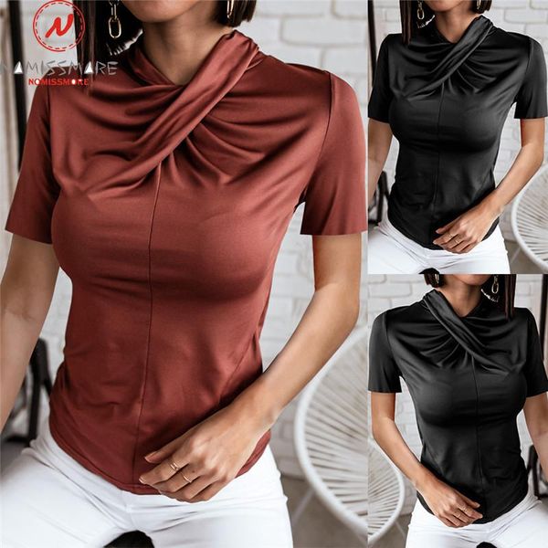 women's t-shirt elegant women summer solid color t-shirts for streetwear cross shrinkage design o-neck short sleeve slim pullovers top, White
women's t-shirt elegant women summer solid color t-shirts for streetwear cross shrinkage design o-neck short sleeve slim pullovers top, White