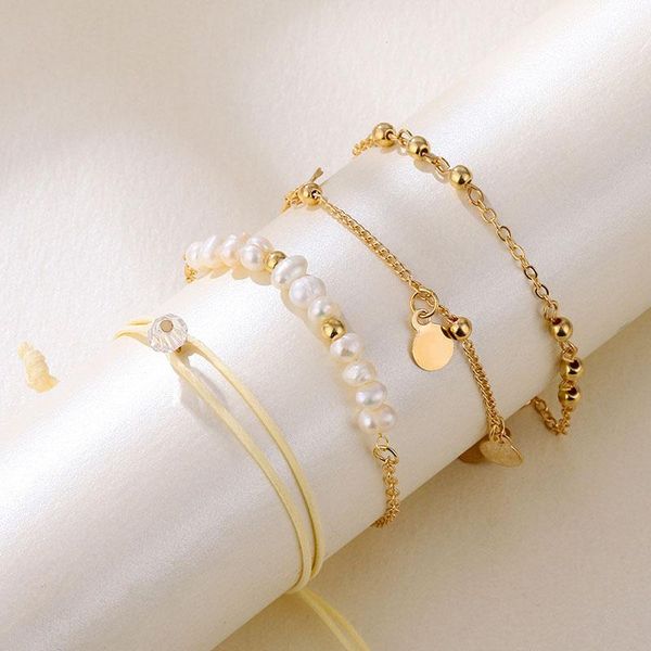 link, chain 4pcs/set gold color link bracelets for women pearl beads charm round coin fringed multiple layered hand jewelry, Black
link, chain 4pcs/set gold color link bracelets for women pearl beads charm round coin fringed multiple layered hand jewelry, Black