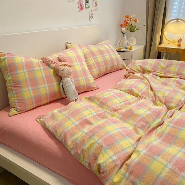 bedding sets japanese-style girly style kids set dyed pure cotton down quilt cover pink gingham bed sheet cute double 4pcs
bedding sets japanese-style girly style kids set dyed pure cotton down quilt cover pink gingham bed sheet cute double 4pcs